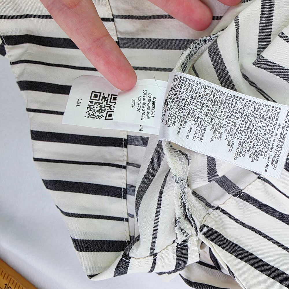 Old Navy Mini Shirt Dress Large Gray White Stripe Collar Preppy Academia Office - Picture 13 of 16